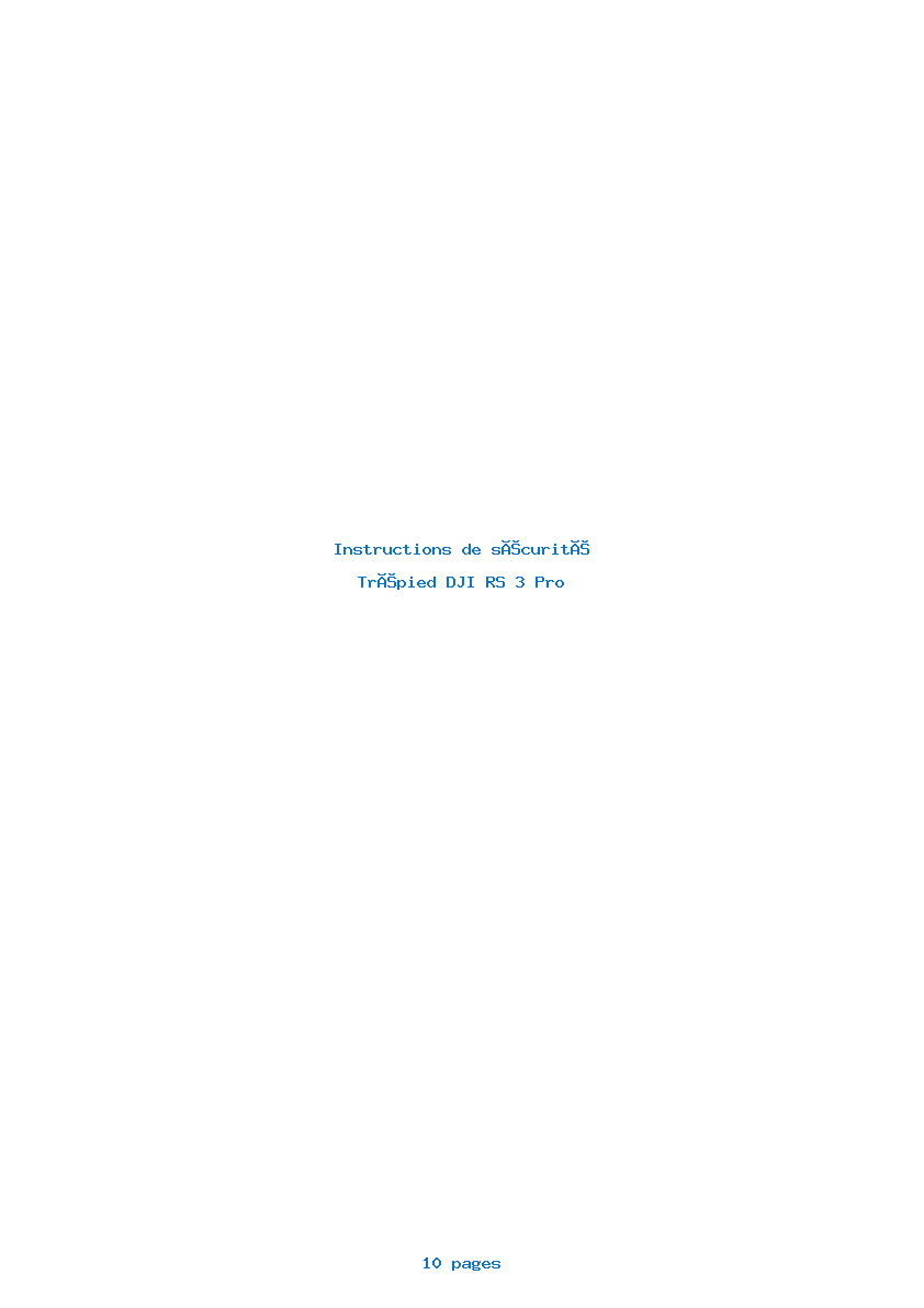 Page 1 de la notice Instructions de sécurité DJI RS 3 Pro