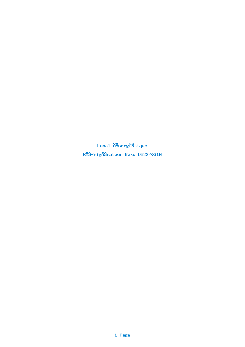 Page 1 de la notice Label énergétique Beko DS227031N