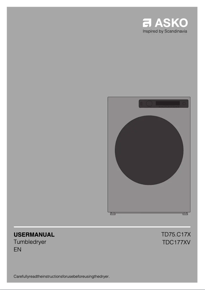 Page 1 de la notice Manuel utilisateur Asko TDC1773VF.S