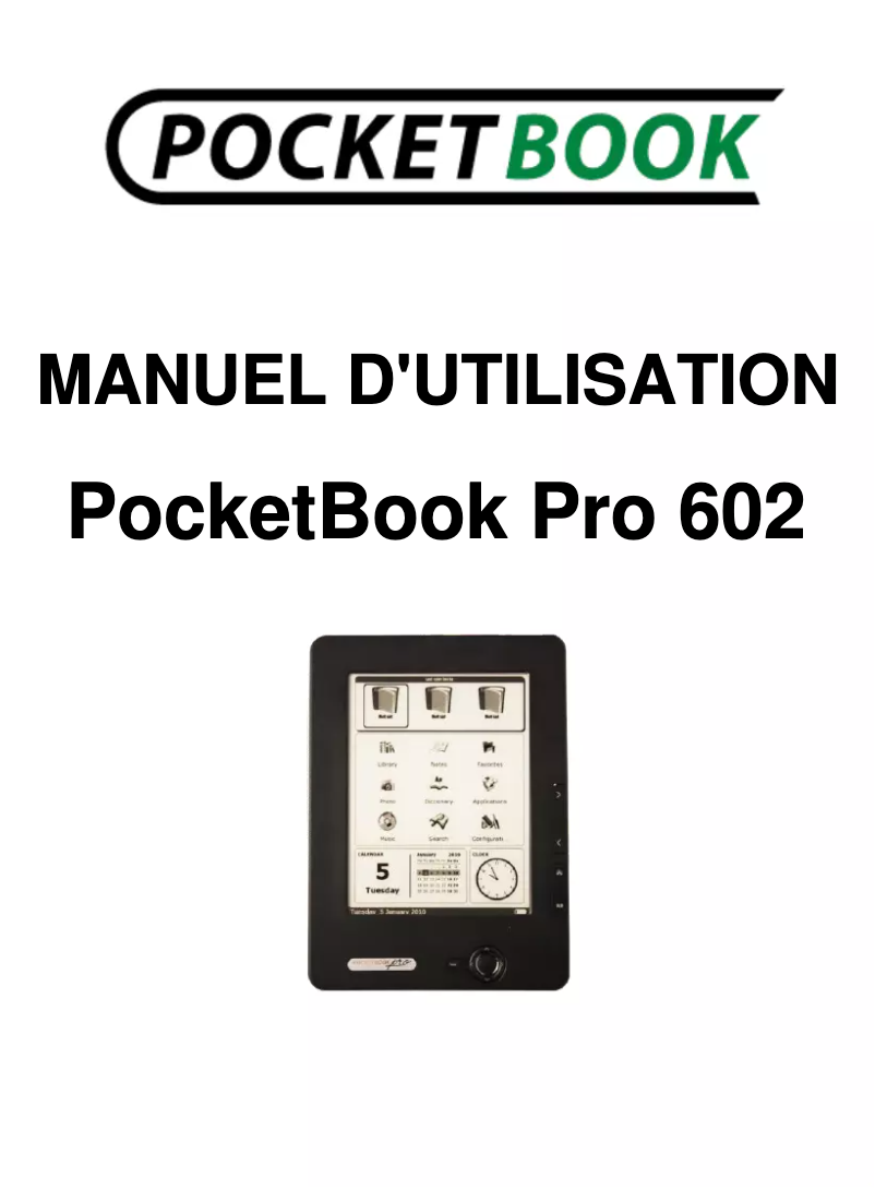 Page 1 de la notice Manuel utilisateur PocketBook Pro 602