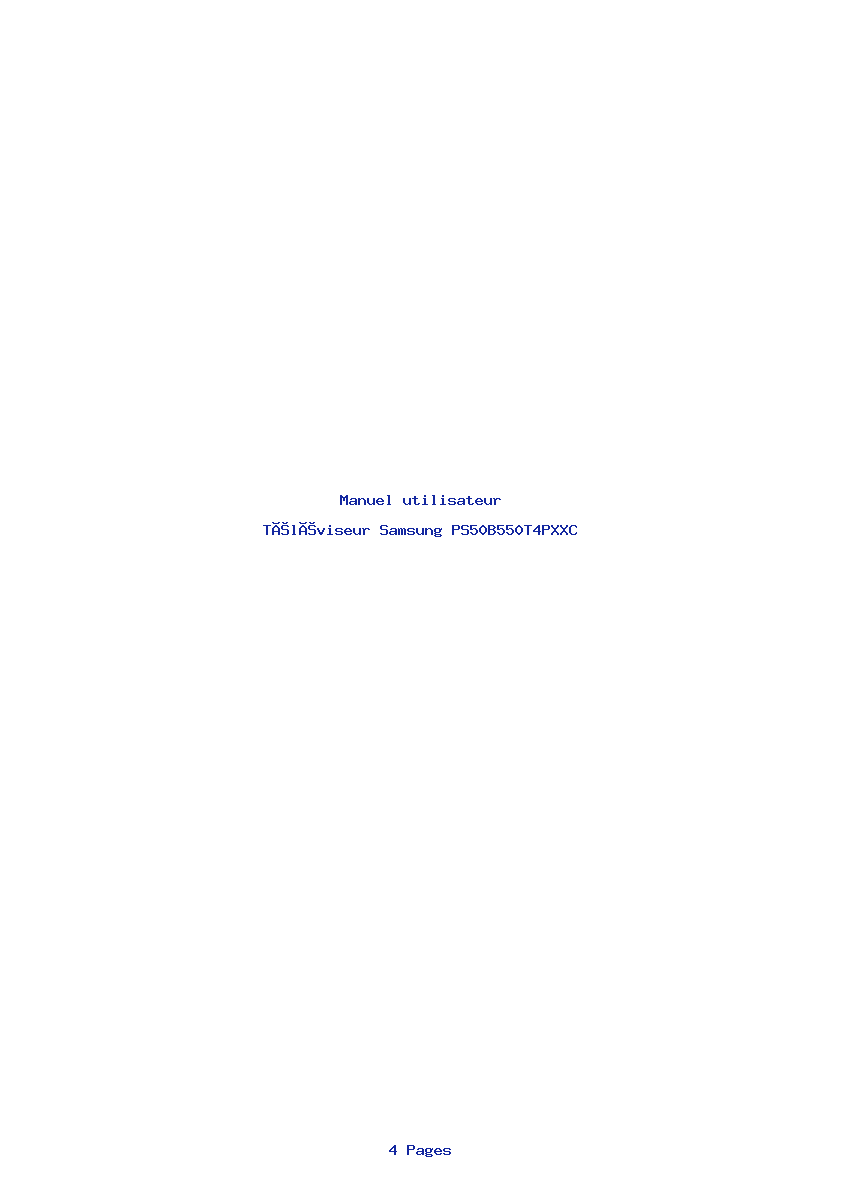 Page 1 de la notice Manuel utilisateur Samsung PS50B550T4PXXC