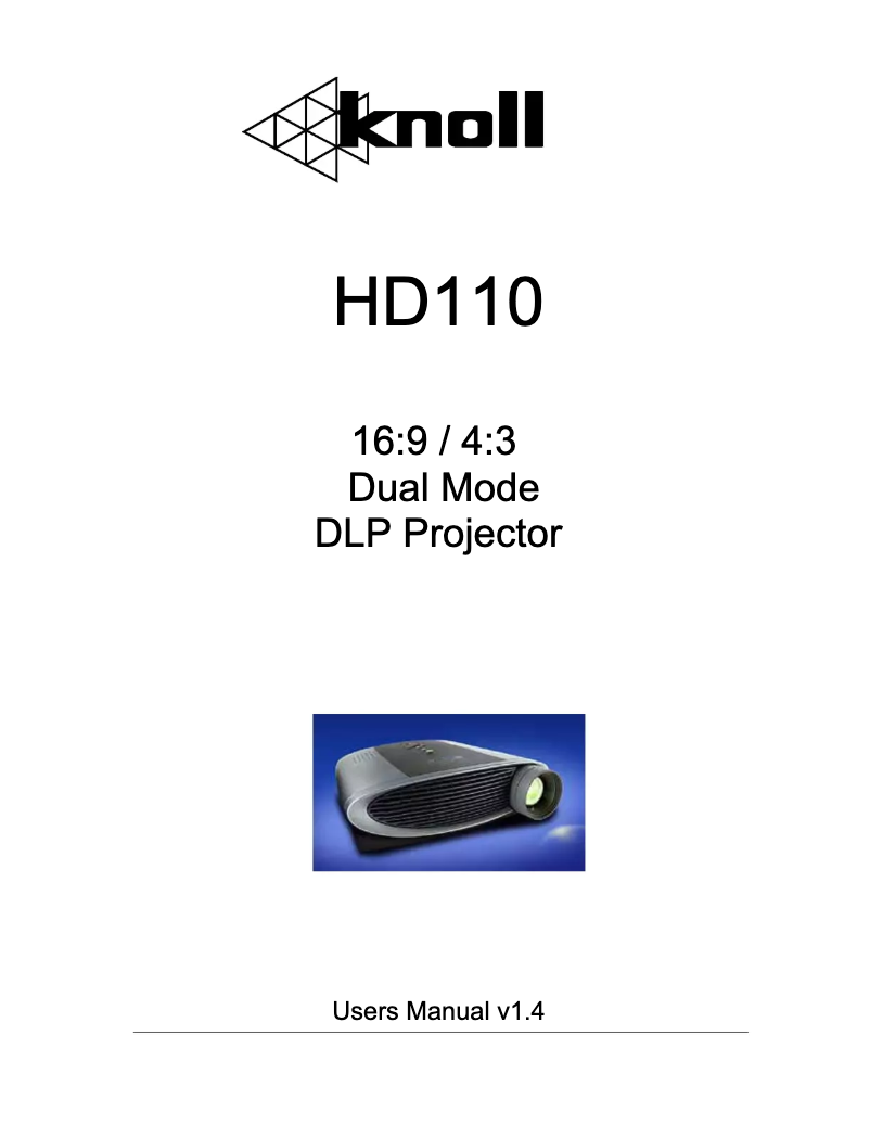 Page 1 of the manual User Manual Knoll HD110