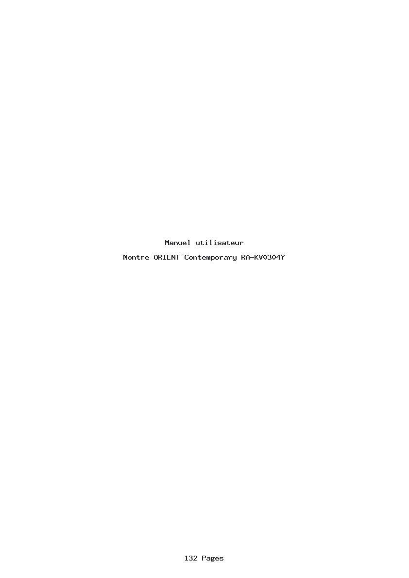 Page 1 de la notice Manuel utilisateur ORIENT Contemporary RA-KV0304Y