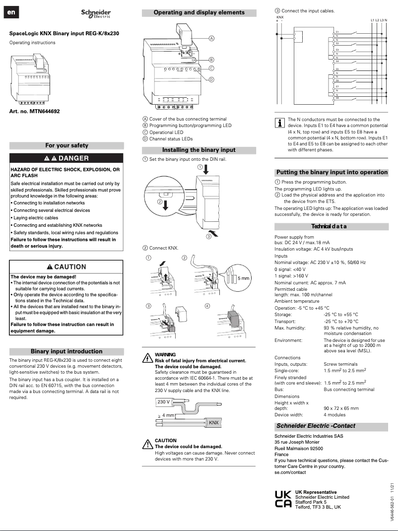 Page 1 de la notice Manuel utilisateur Schneider MTN644692