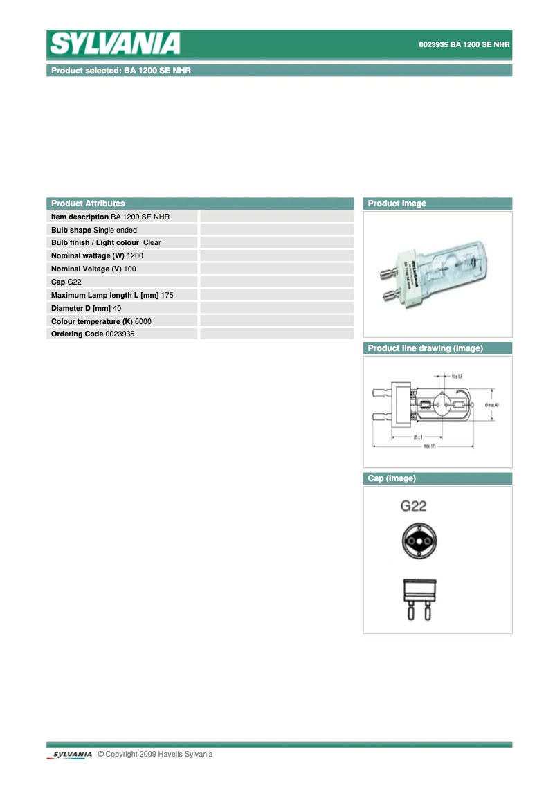 Page 1 de la notice Manuel utilisateur Sylvania BA1200 SE