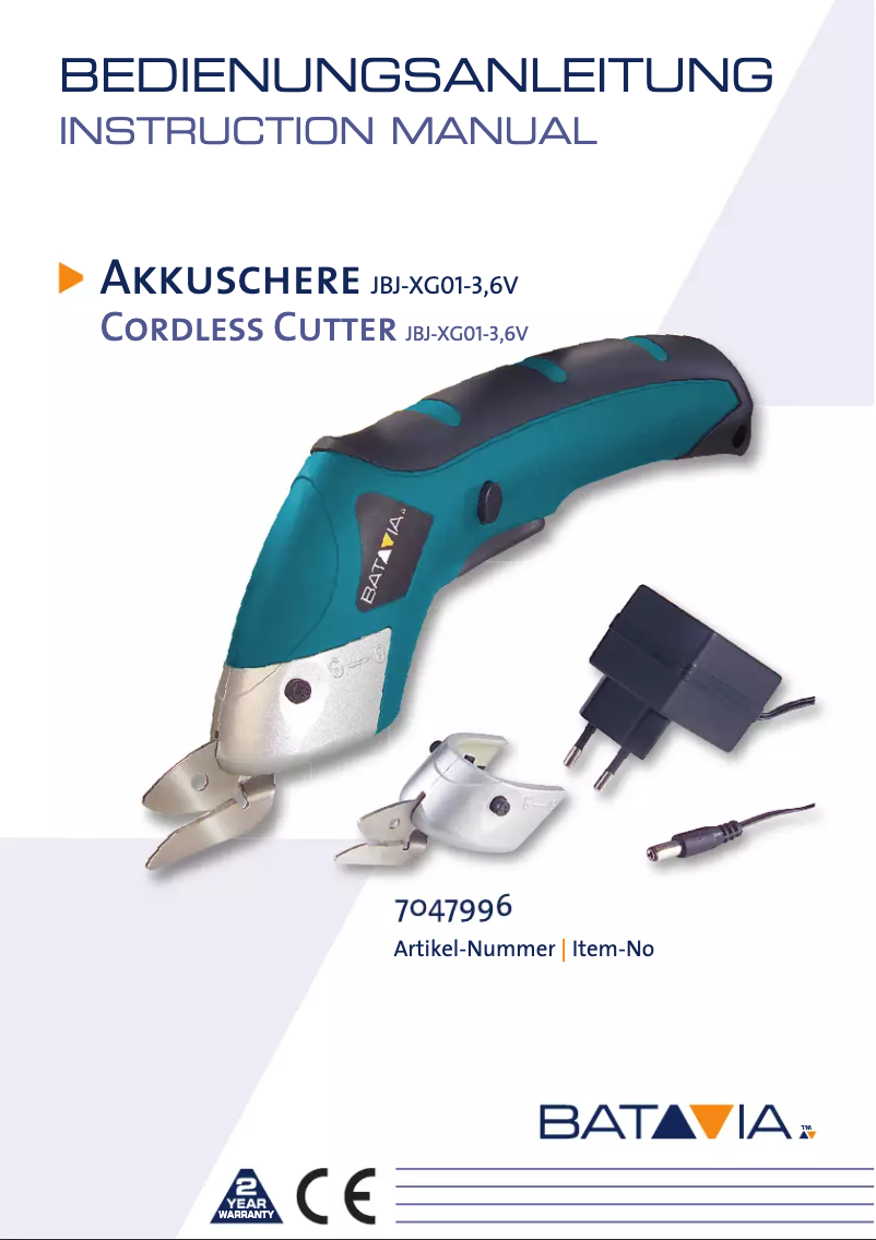 Page 1 de la notice Manuel utilisateur Batavia JBJ-XG01-3,6V