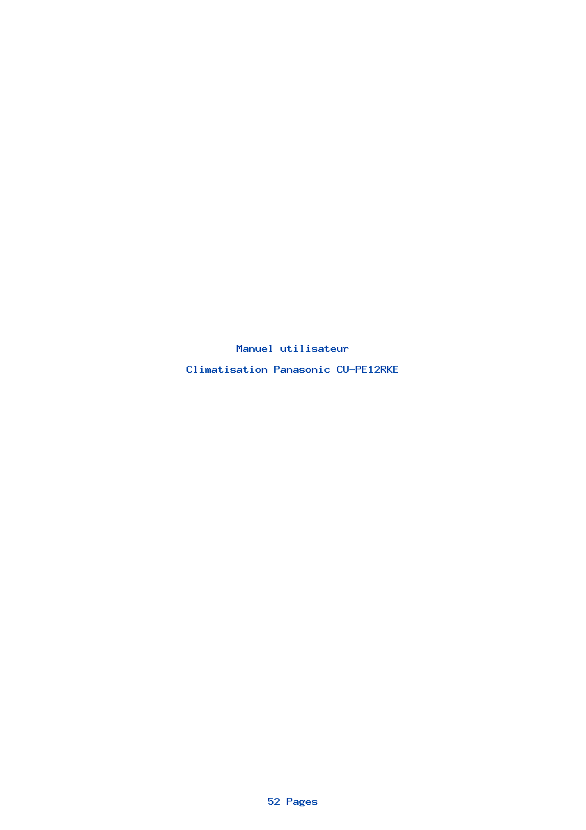 Page 1 de la notice Manuel utilisateur Panasonic CU-PE12RKE
