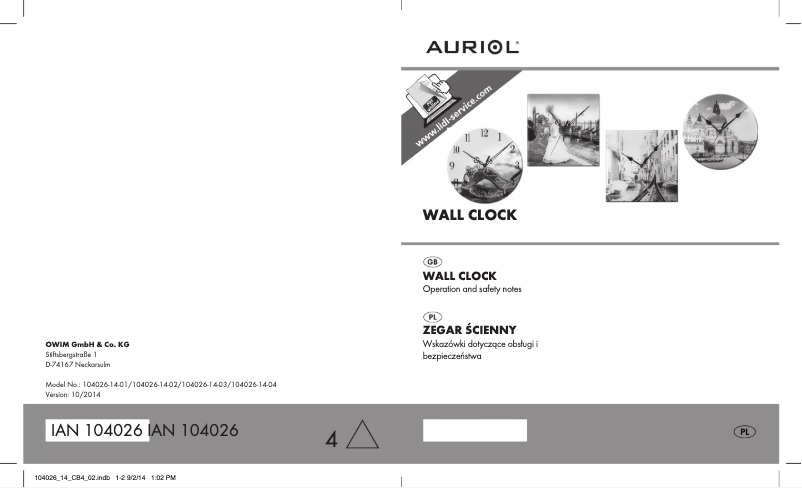 Page 1 de la notice Manuel utilisateur Auriol IAN 104026