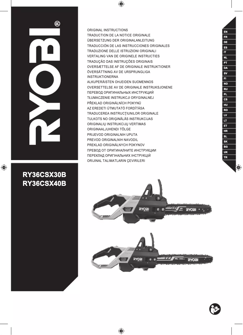 Page 1 de la notice Manuel utilisateur RYOBI RY36CSX30B