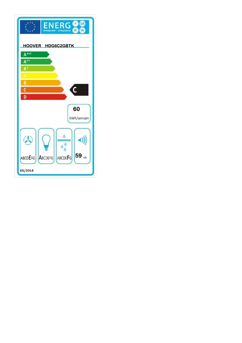 Página 1 del manual Etiqueta energética Hoover HDG6C2GBTK