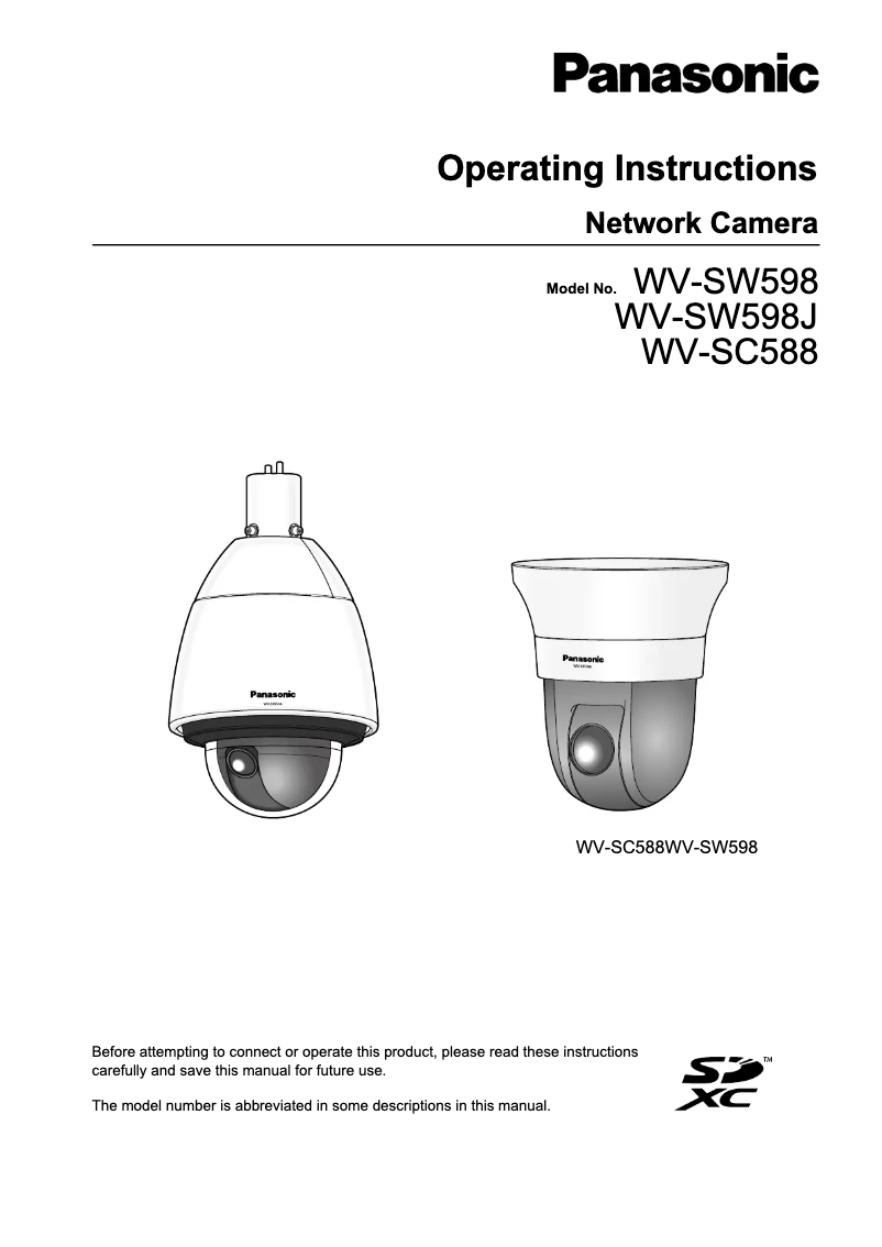 Page 1 de la notice Manuel utilisateur Panasonic WV-SC588