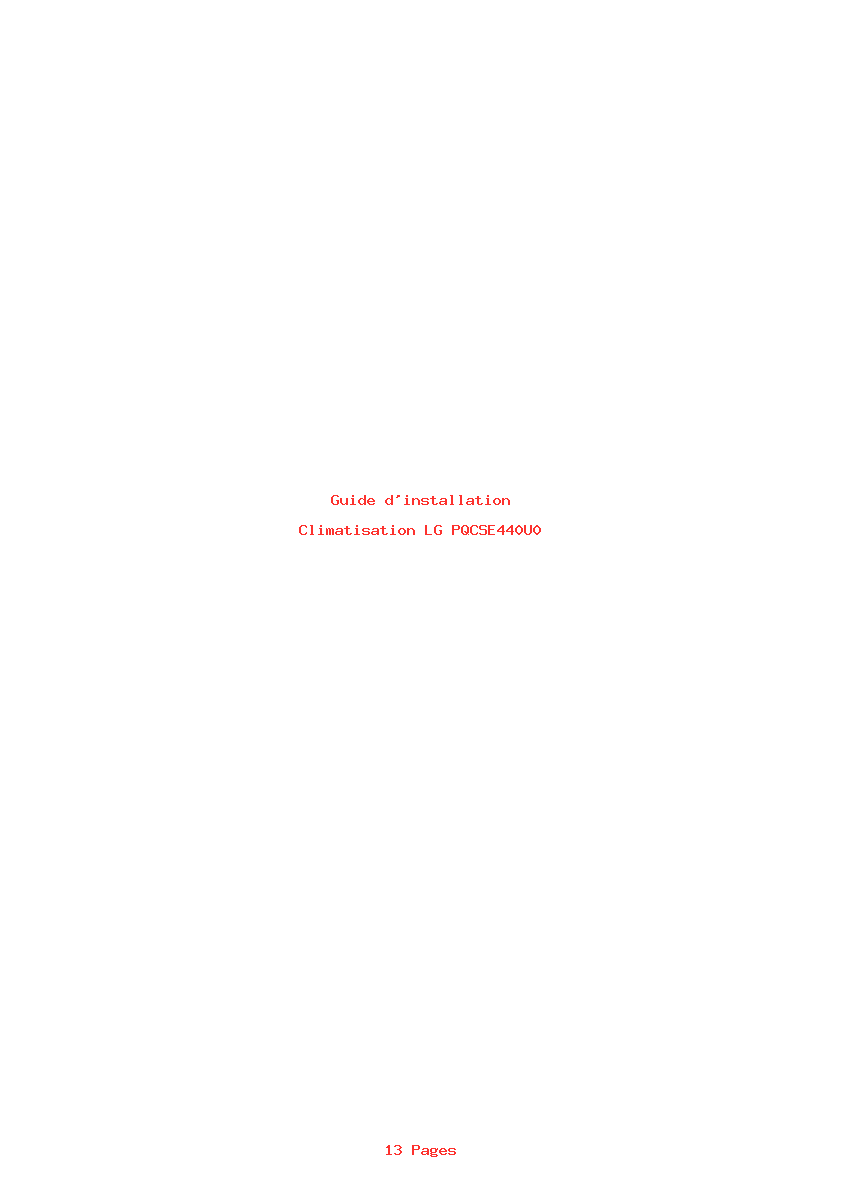 Page 1 de la notice Guide d'installation LG PQCSE440U0