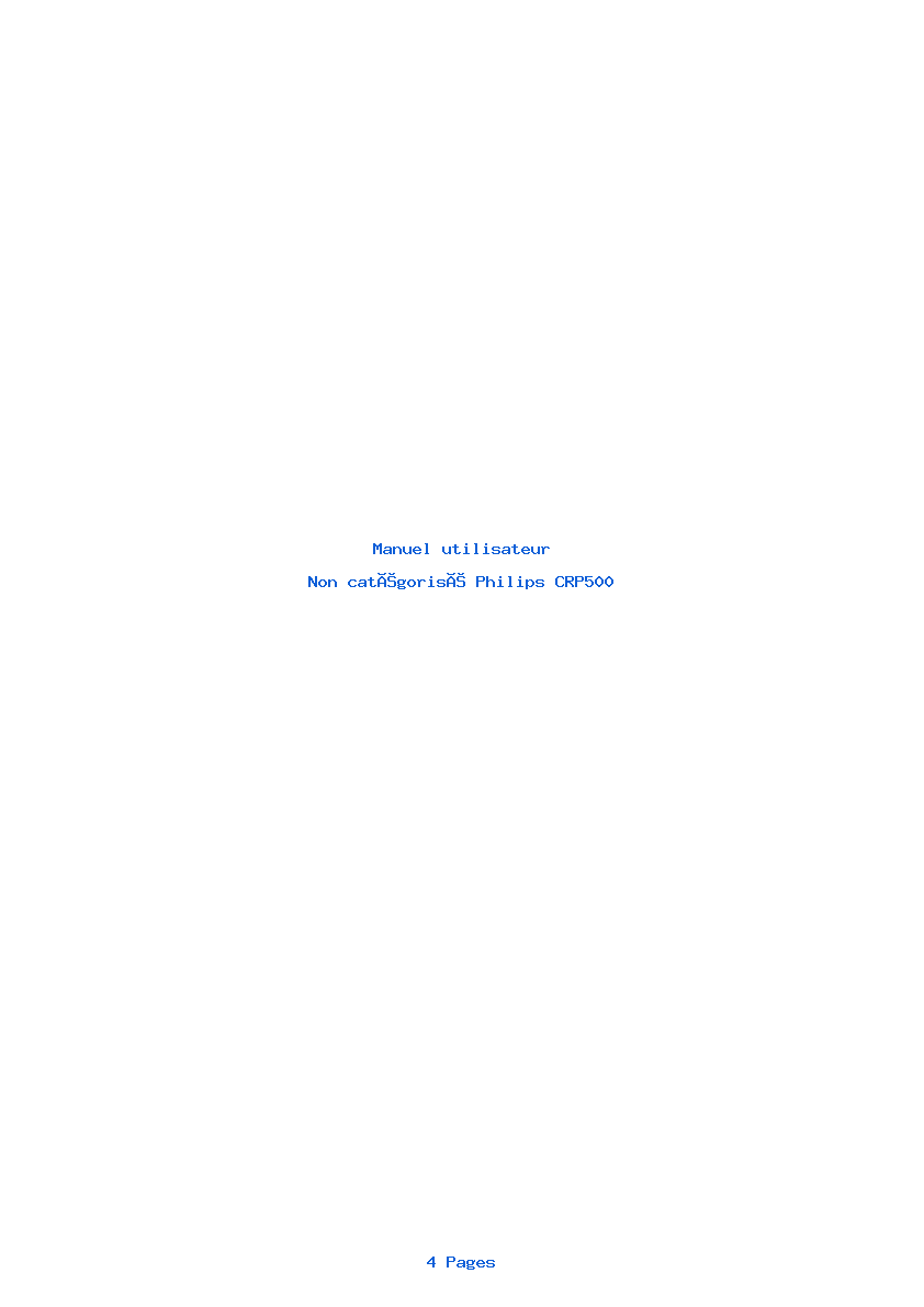 Page 1 de la notice Manuel utilisateur Philips CRP500