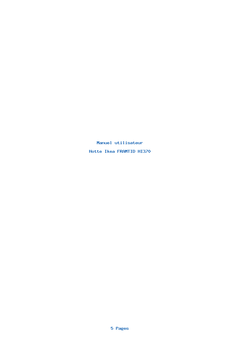 Page 1 de la notice Manuel utilisateur Ikea FRAMTID HI370