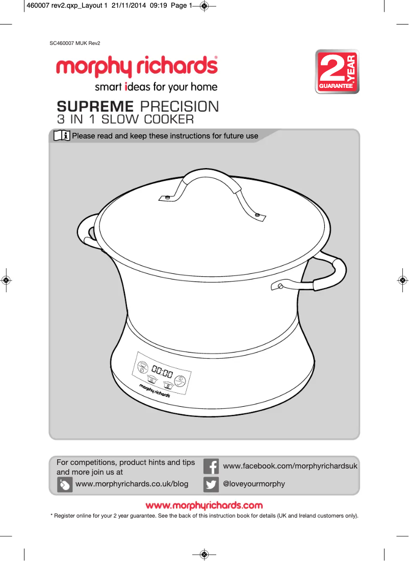 Page 1 de la notice Manuel utilisateur Morphy Richards Supreme Precision 461007