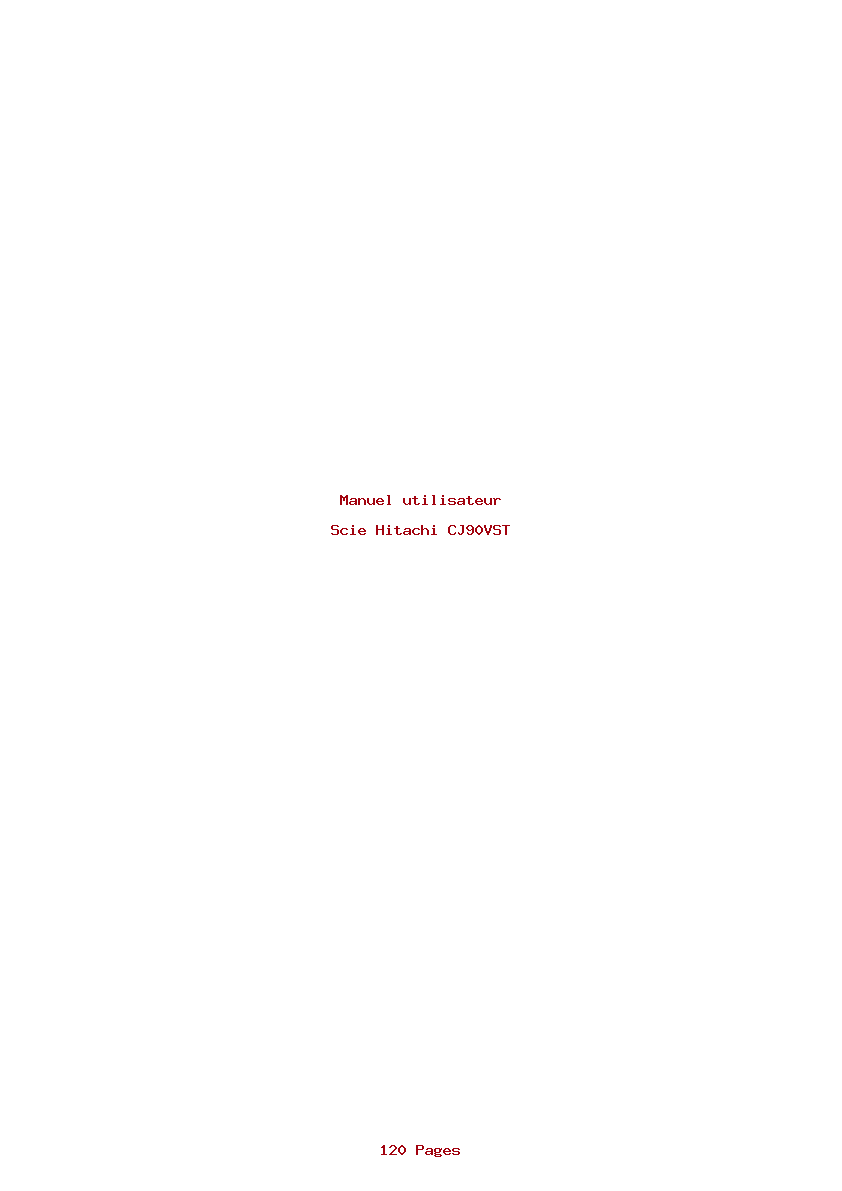 Page 1 de la notice Manuel utilisateur Hitachi CJ90VST