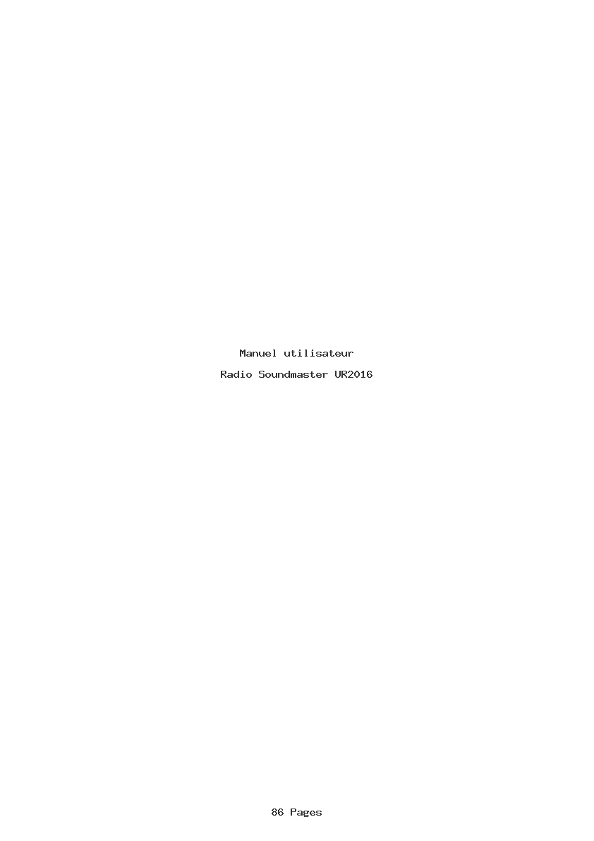 Page 1 de la notice Manuel utilisateur Soundmaster UR2016