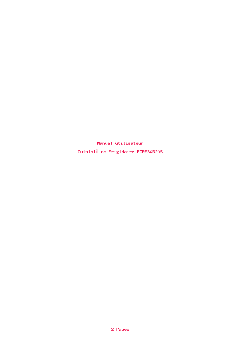 Page 1 de la notice Manuel utilisateur Frigidaire FCRE3052AS