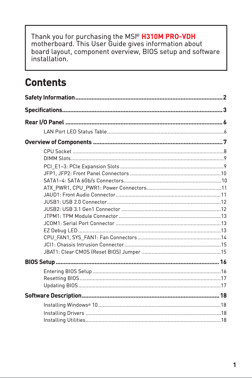 Página 1 del manual Manual de usuario MSI H310M PRO-VDH