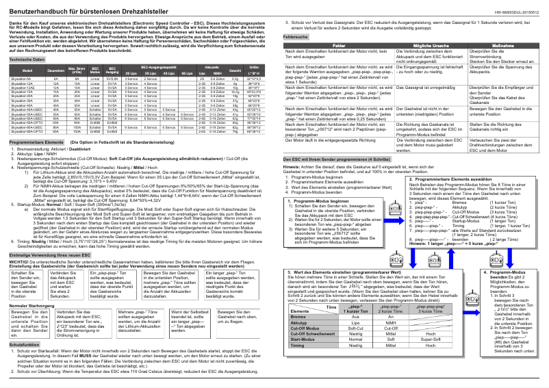 Page 1 de la notice Manuel utilisateur Reely Sky-series-20A