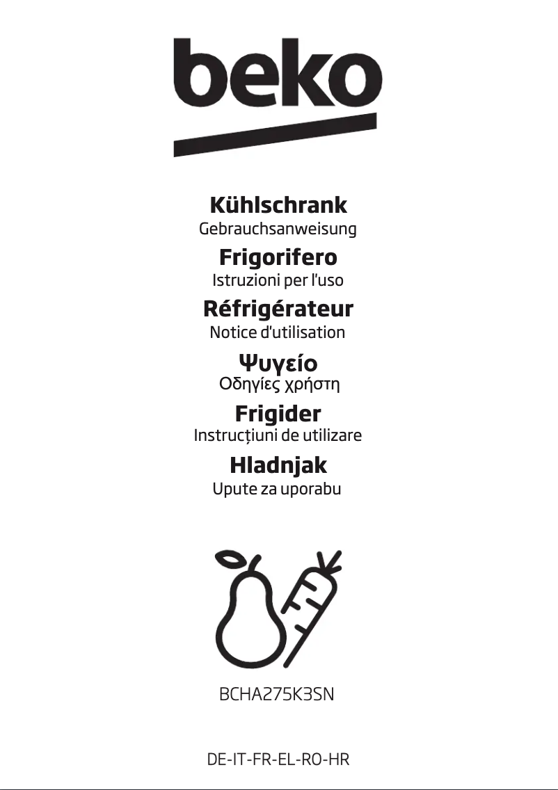 Page 1 de la notice Manuel utilisateur Beko BCHA275K3S