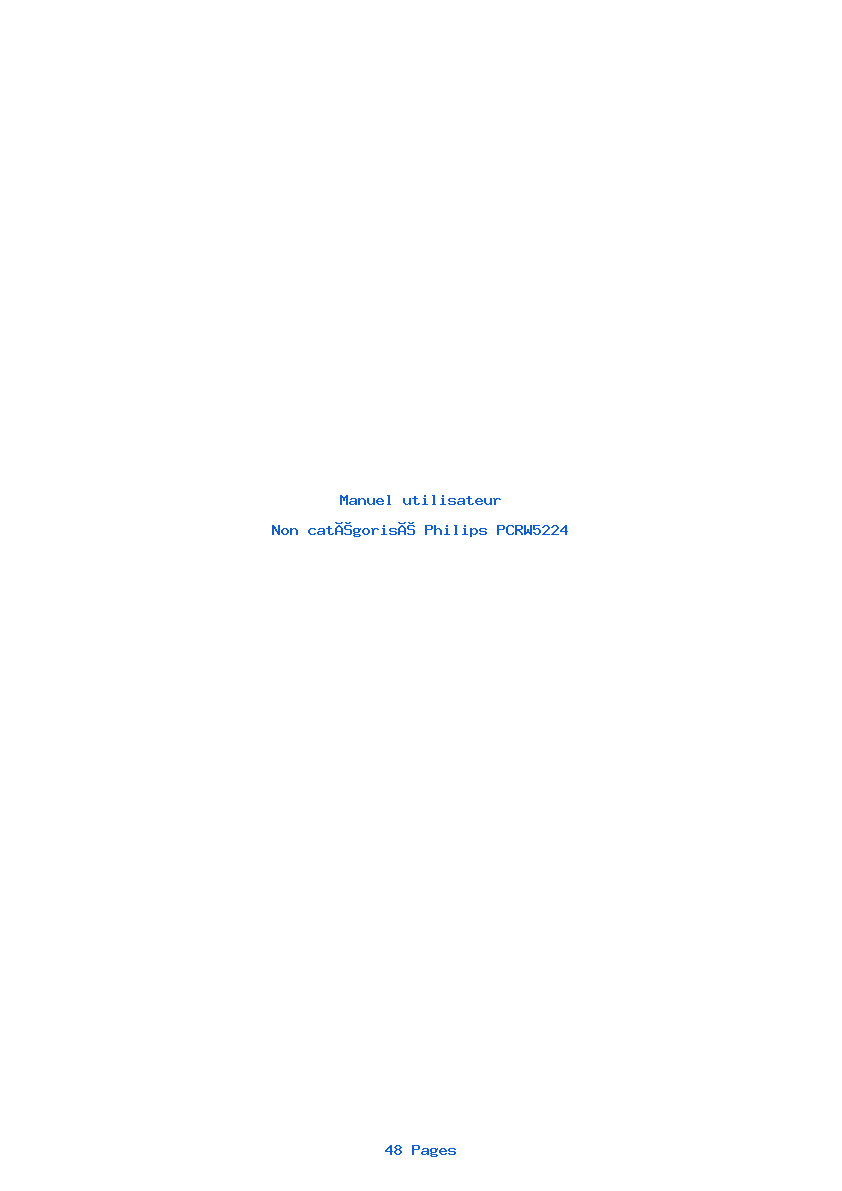 Page 1 de la notice Manuel utilisateur Philips PCRW5224
