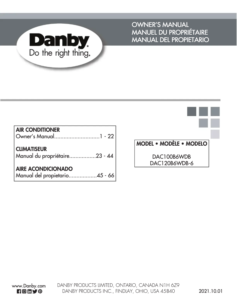 Page 1 de la notice Manuel utilisateur Danby DAC120B6WDB-6