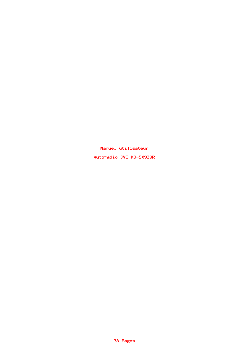 Page 1 de la notice Manuel utilisateur JVC KD-SX939R