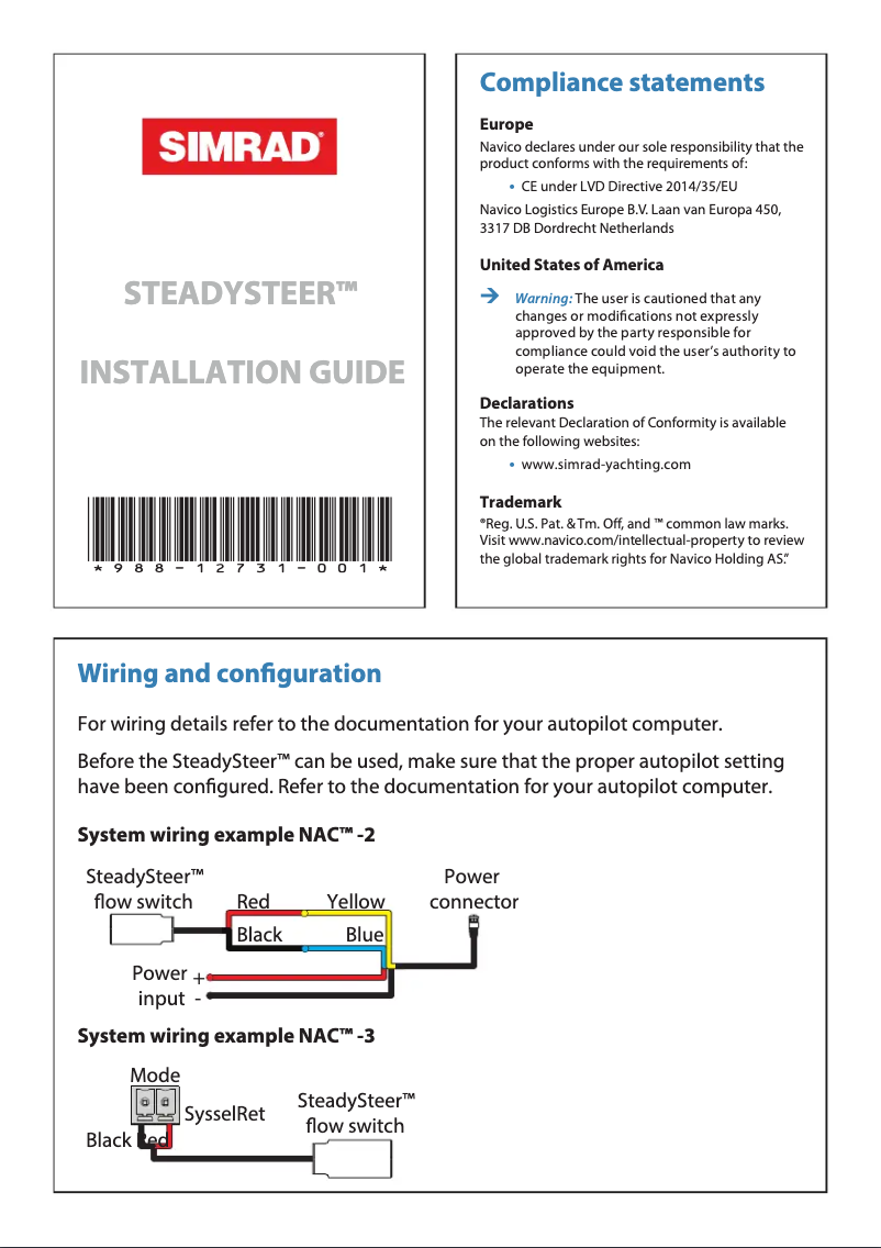 Page 1 de la notice Manuel utilisateur Simrad SteadySteer