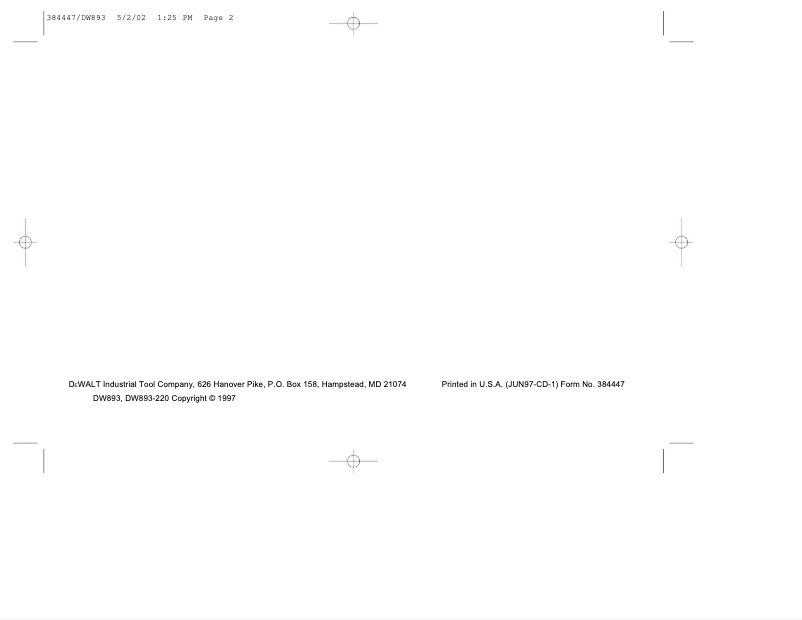 Page 1 de la notice Manuel utilisateur DeWalt DW893