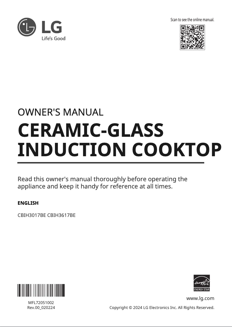 Page 1 de la notice Manuel utilisateur LG CBIH3617BE