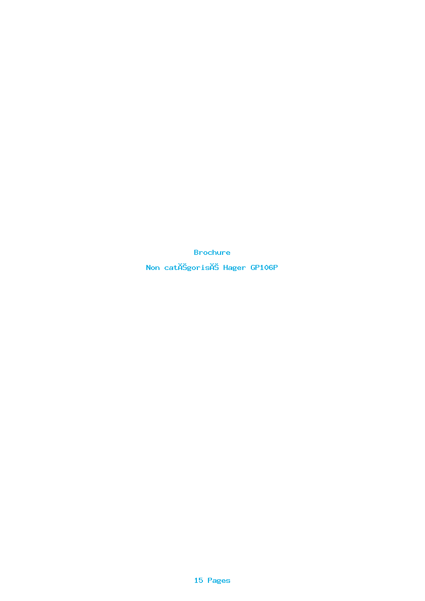 Page 1 de la notice Brochure Hager GP106P