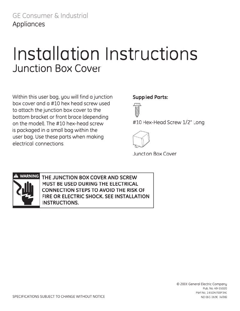 Page 1 de la notice Guide d'installation GE GLD4200MBB