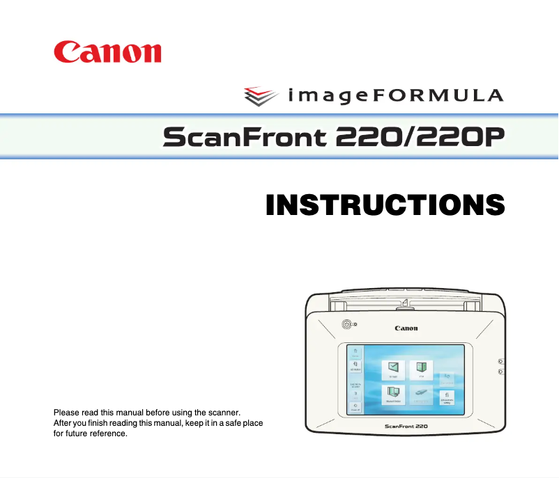 Página 1 del manual Manual de usuario Canon imageFORMULA ScanFront 220e