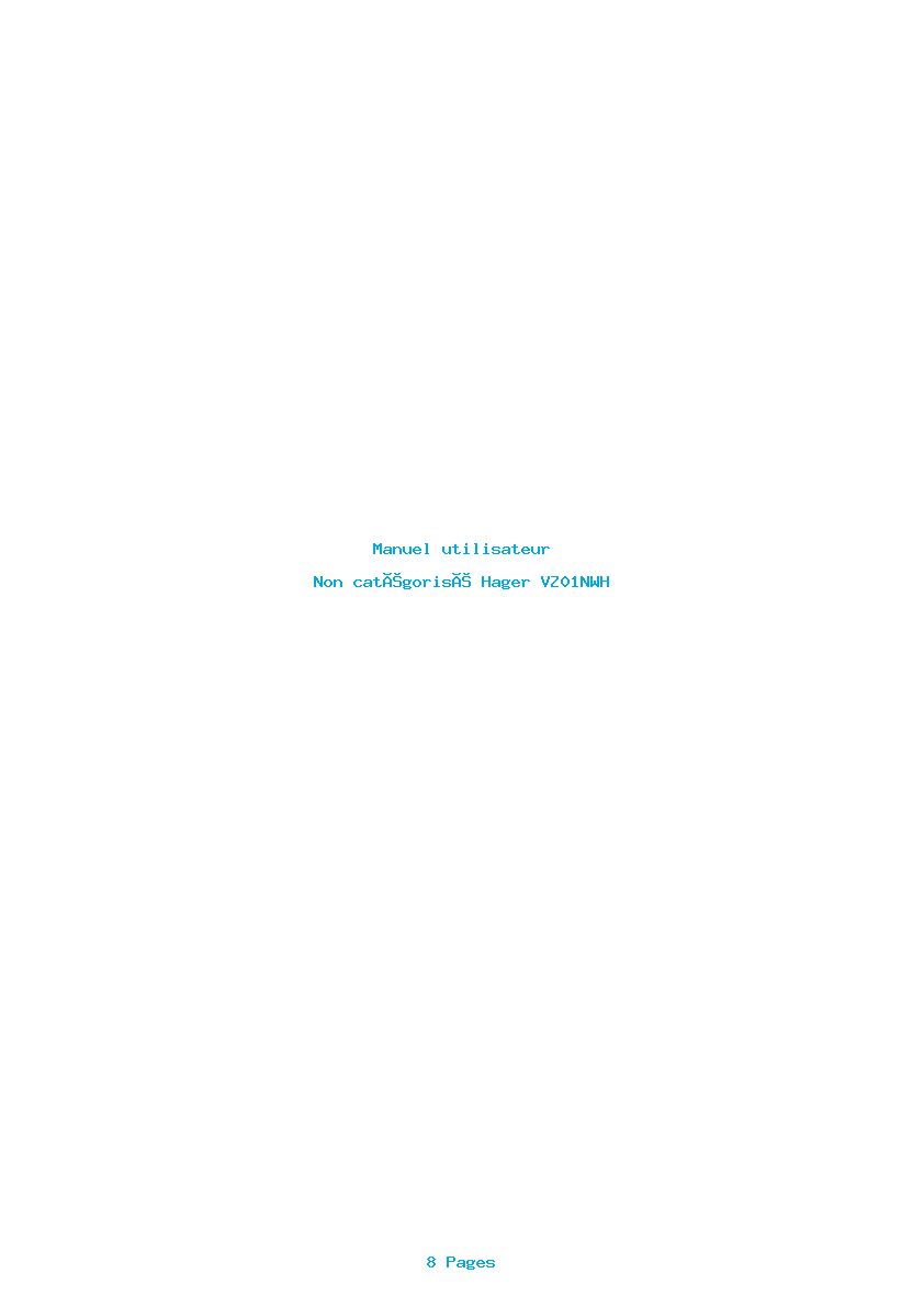 Page 1 de la notice Manuel utilisateur Hager VZ01NWH