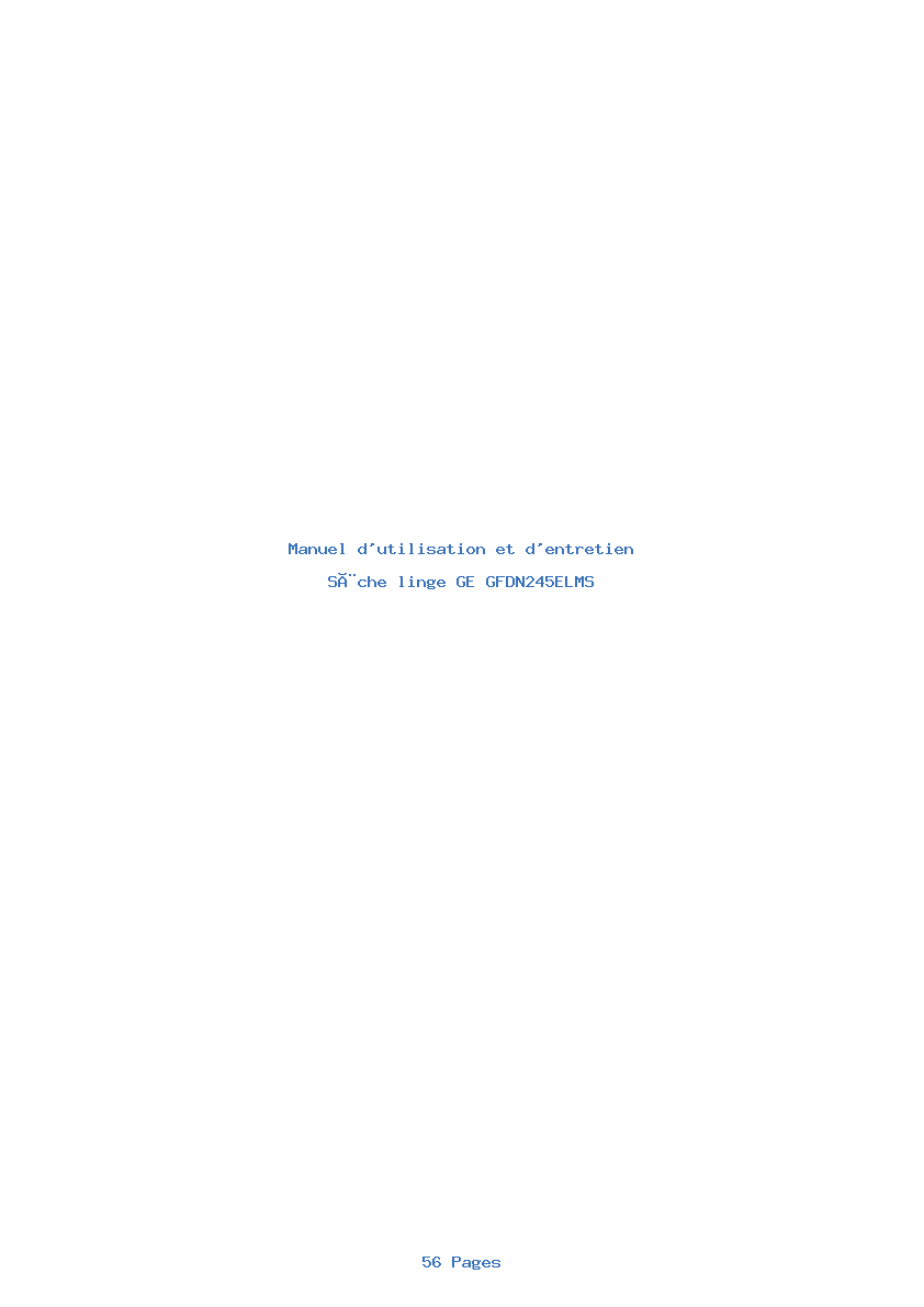 Page 1 de la notice Manuel d'utilisation et d'entretien GE GFDN245ELMS