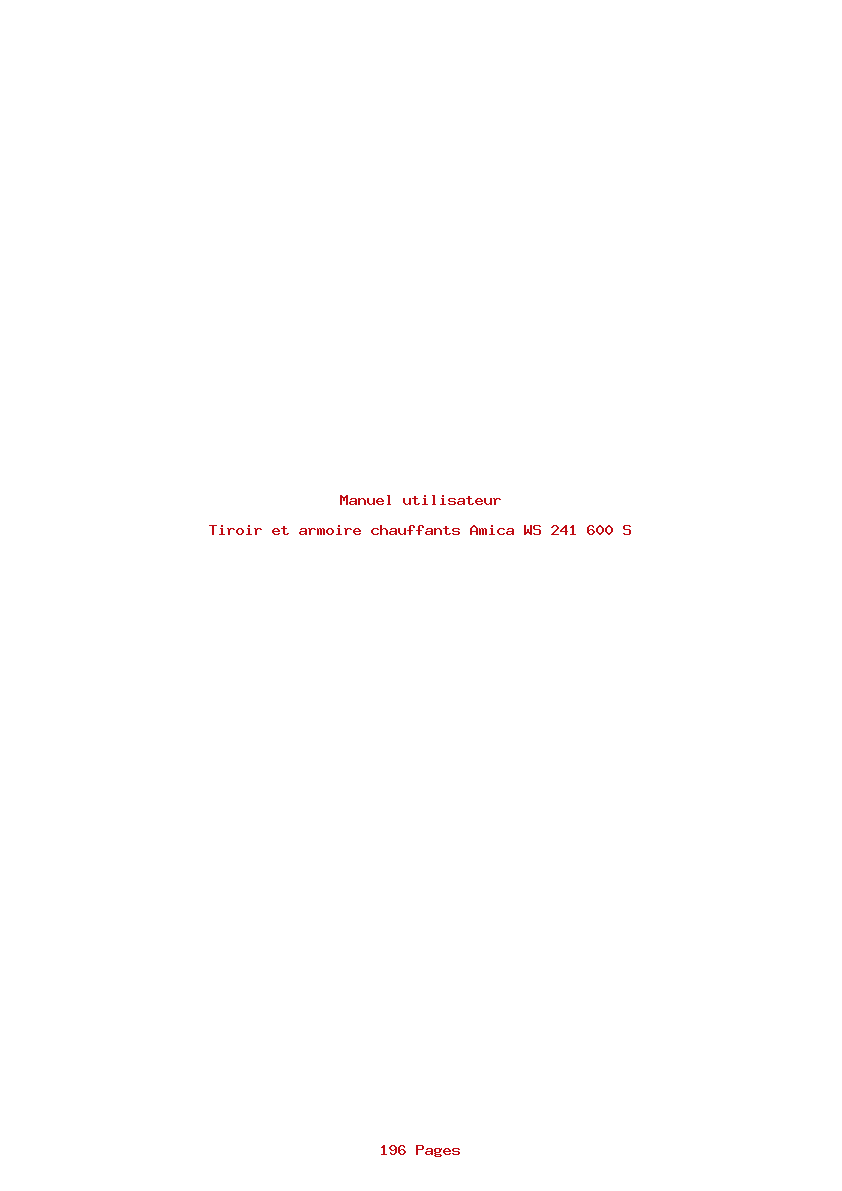 Page 1 de la notice Manuel utilisateur Amica WS 241 600 S