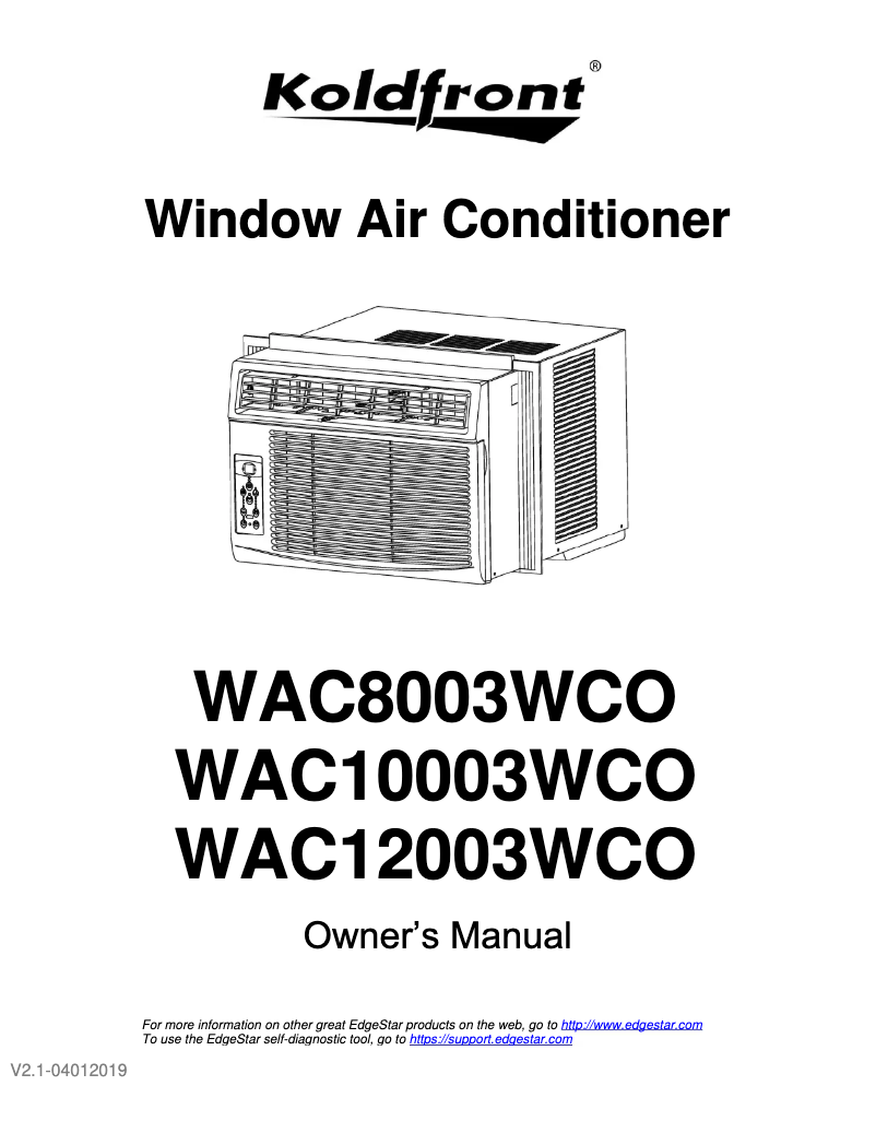 Page 1 de la notice Manuel utilisateur Koldfront WAC12003WCO