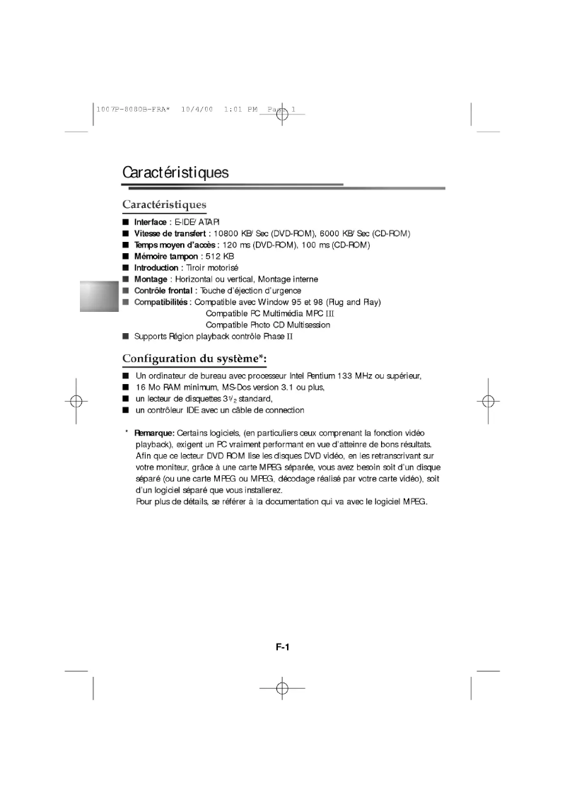 Page 1 de la notice Manuel utilisateur LG DRD-8080B