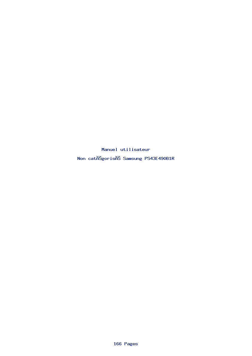 Page 1 de la notice Manuel utilisateur Samsung PS43E490B1R