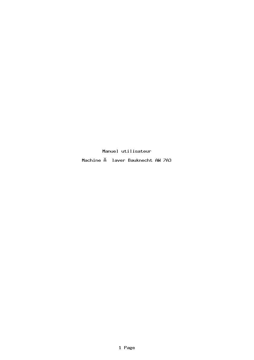 Page 1 de la notice Manuel utilisateur Bauknecht AW 7A3