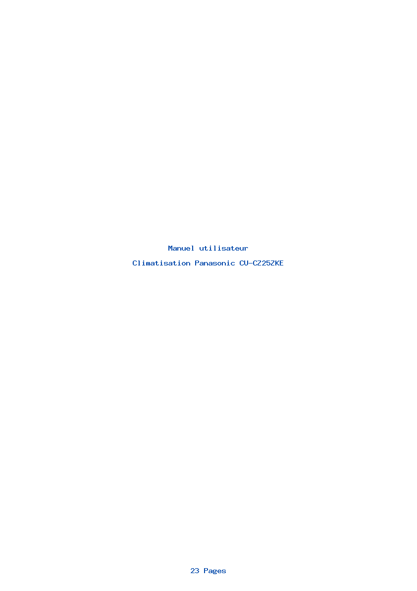 Page 1 de la notice Manuel utilisateur Panasonic CU-CZ25ZKE