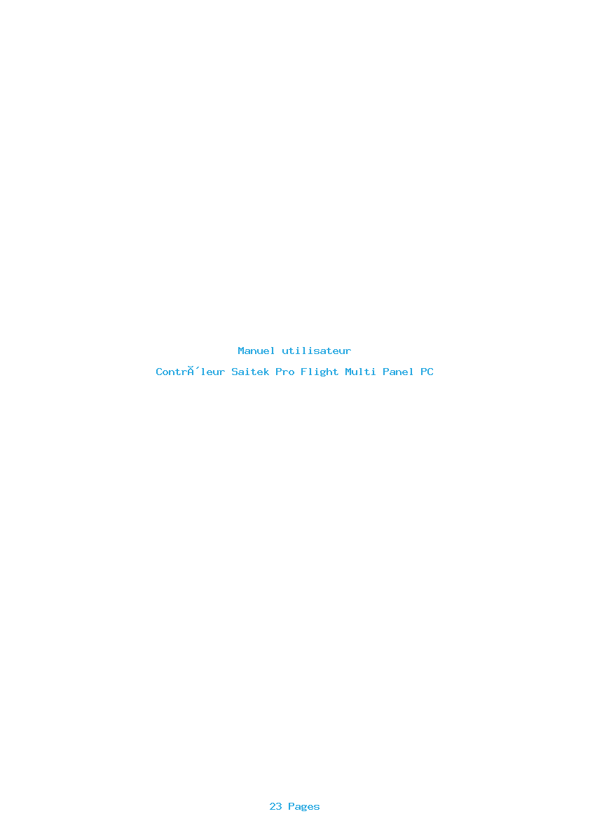 Page 1 de la notice Manuel utilisateur Saitek Pro Flight Multi Panel PC
