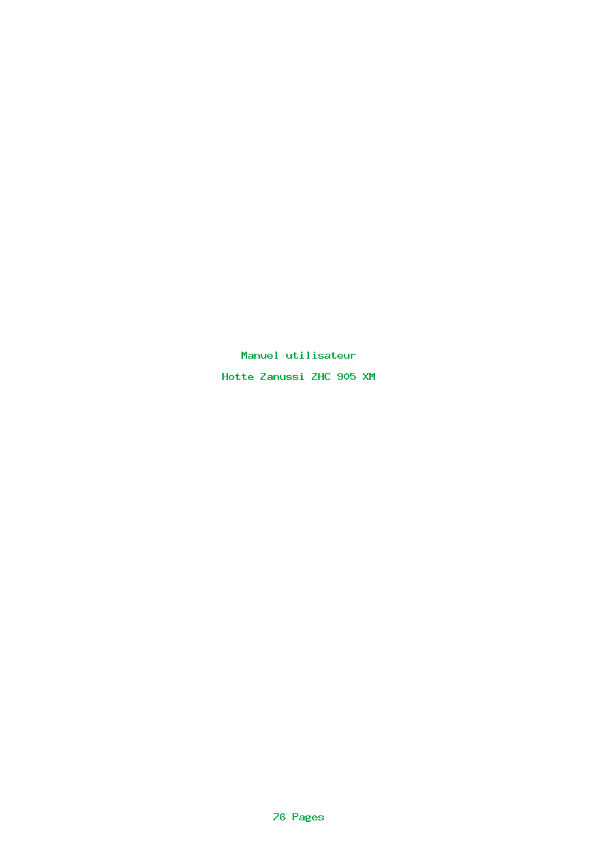 Page 1 de la notice Manuel utilisateur Zanussi ZHC 905 XM