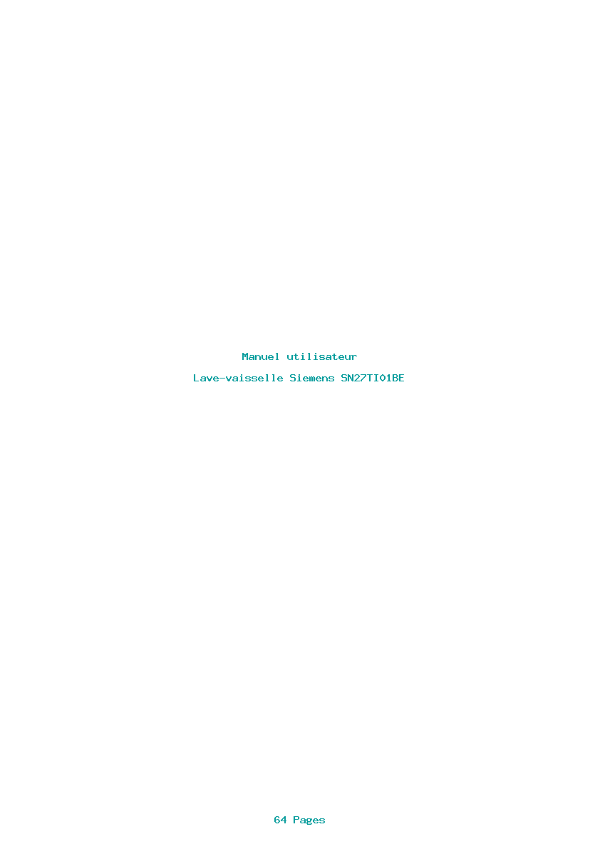 Page 1 de la notice Manuel utilisateur Siemens SN27TI01BE