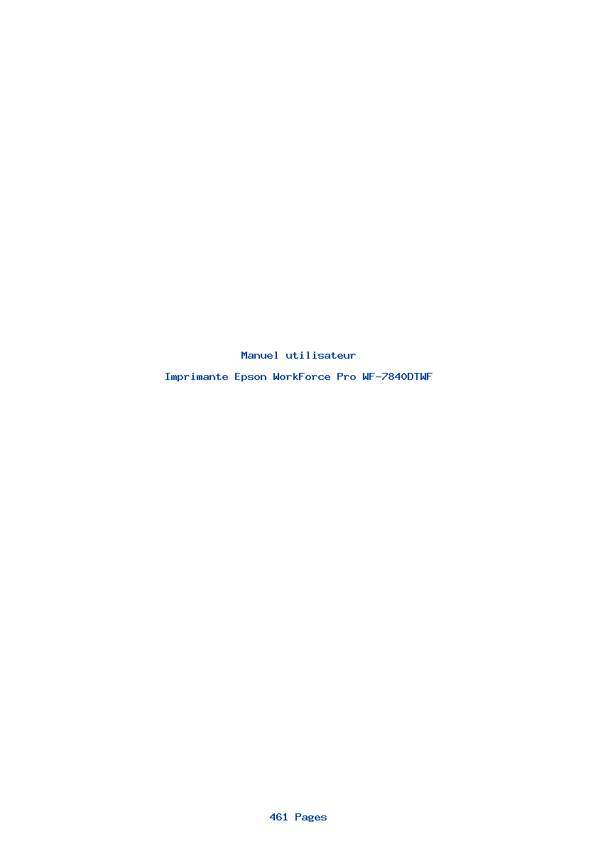 Page 1 de la notice Manuel utilisateur Epson WorkForce Pro WF-7840DTWF