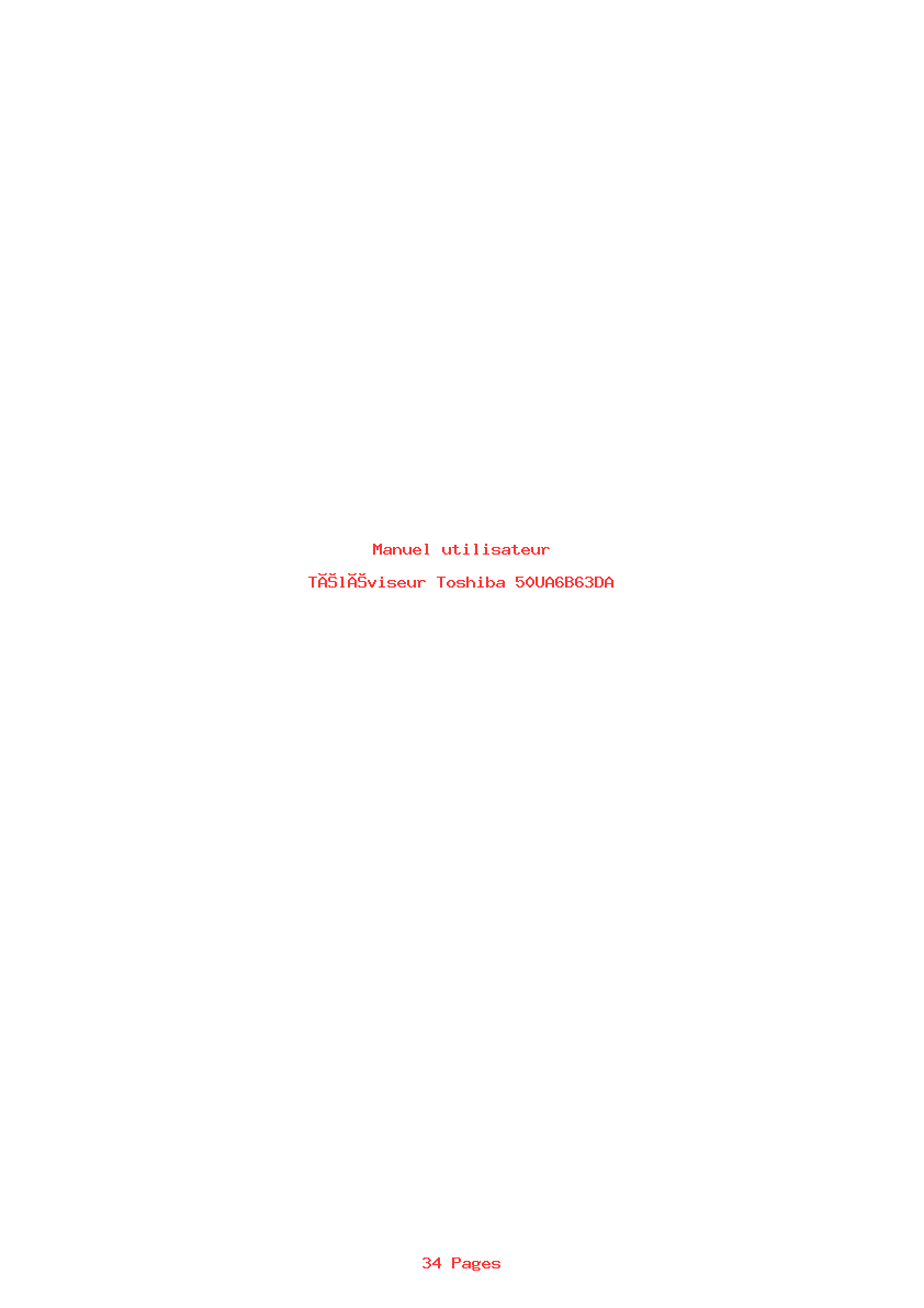 Page 1 de la notice Manuel utilisateur Toshiba 50UA6B63DA