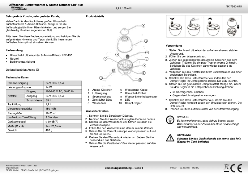 Page 1 de la notice Manuel utilisateur Newgen Medicals LBF-150