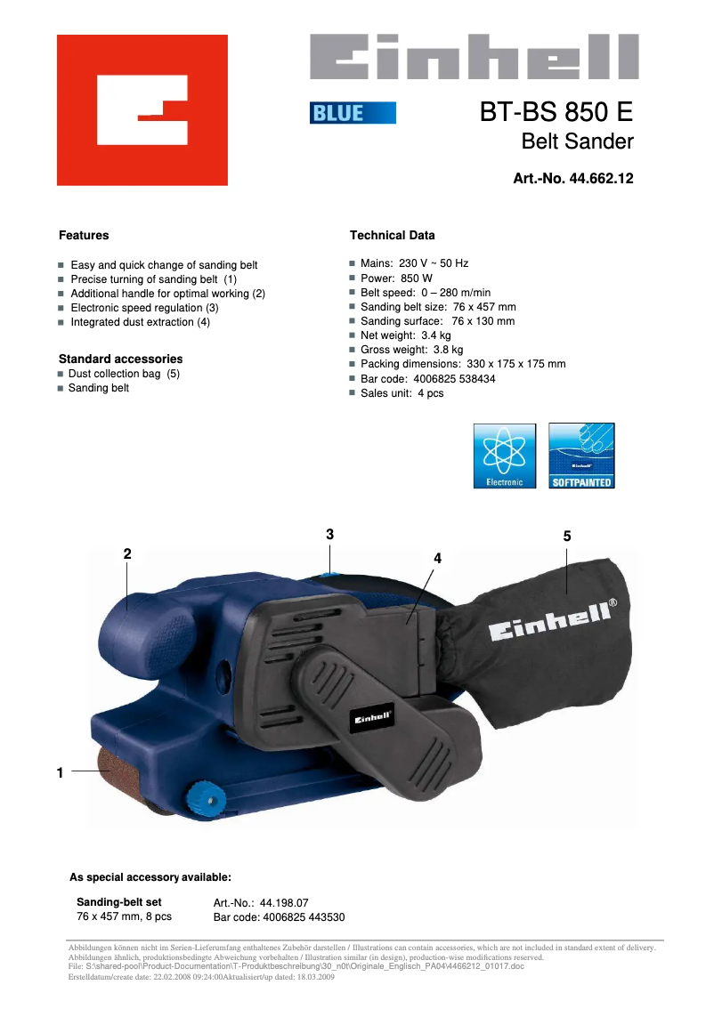 Página 1 del manual Manual de usuario Einhell BT-BS 850 E