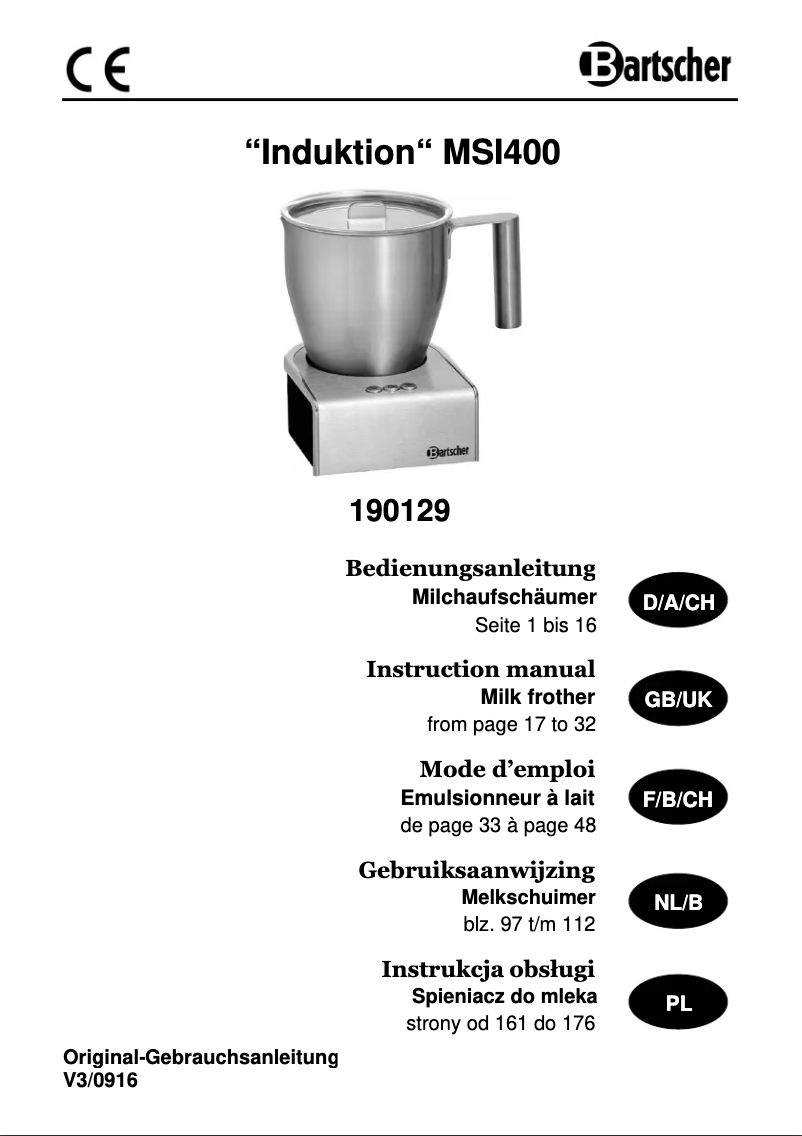 Página 1 del manual Manual de usuario Bartscher MSI400